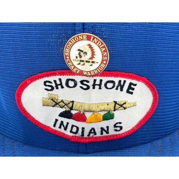 Shoshone Indians Blue Mesh Trucker Hat With Embroidered Patch & Enamel Pin - Picture 8 of 9
